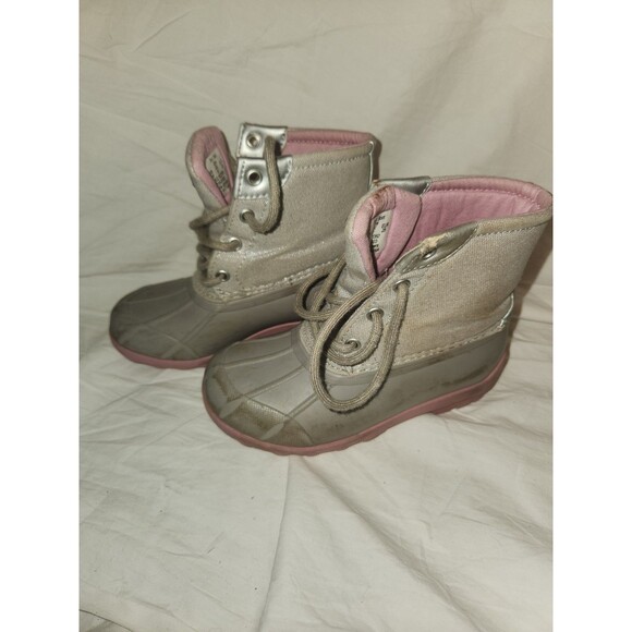 toddler girl Sperry duck boots size 11M Grey/ pink - Picture 4 of 6